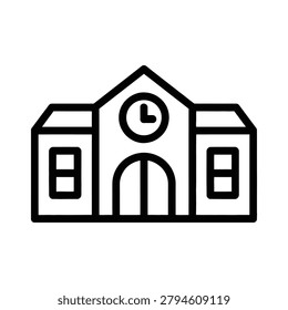 Minimalist clock tower building illustration with large clock