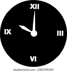 minimalist clock vector with black base color and white hour hands