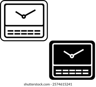 "Minimalist Clock and Watch Icons Set – Includes Alarm Clocks, Digital Displays, Smartwatches, Wall Clocks, Analog Watches, and Desk Clocks for Time Management and Design Projects"