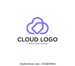 minimalist Cloud with arrow logo design template. storage  Technology