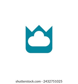 Logo minimalista de la corona de la nube. Combinación de plantillas de logotipo de elementos de nubes y coronas. Logotipo meteorológico
