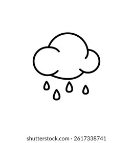 Minimalist Cloud with Dripping Raindrops on White Background Weather Icon