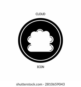 Minimalist cloud icon displayed inside a black circular badge.