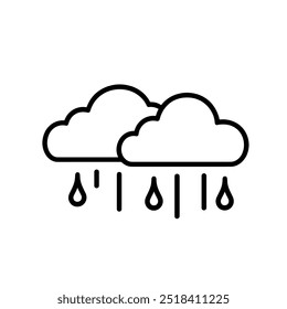 Minimalist Cloud Icon with Raindrops Representing Weather, Rainfall, and Simple Nature Design