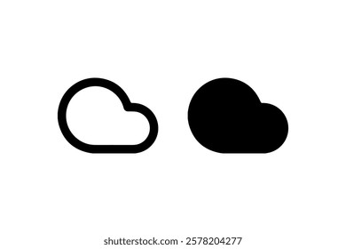 Minimalist Cloud Icon Set in Black Vector