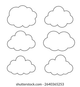 Minimalist cloud icon set with line-style illustrations.
 Use in weather widgets, mobile apps, or environmental visuals.