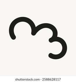 Minimalist cloud logo design with black lines forming a cloud shape. Simple cloud icon on a white background. Perfect for weather or tech branding. Doodle illustration vector.