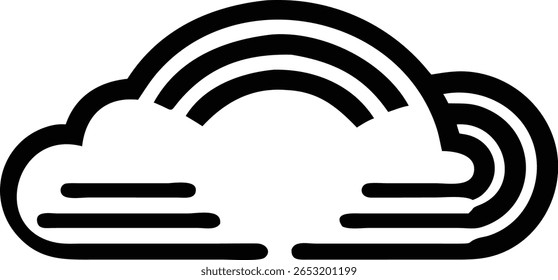 Minimalist cloud logo design vector illustration with simple arcs and clean lines