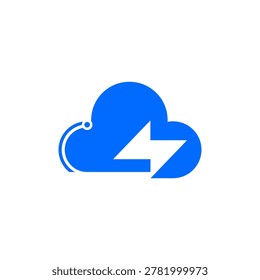 Minimalist cloud logo with lightning bolt, representing weather, storm, and cloud computing.