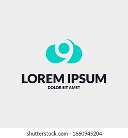 Minimalist Cloud Logo Template. 9 Symbol Vector.