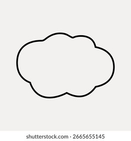 Minimalist cloud outline on a white background. Simple cloud design, perfect for weather icons or minimalist themes. Cloud outline for clean, modern aesthetics. Frame vector with copy space.