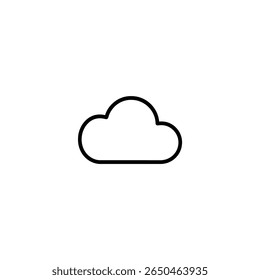 Minimalistisches Wolkenumrisssymbol. Einfache schwarz-weiße Linie Teil einer Cumulus Cloud für Wettervorhersage oder Cloud Computing Konzepte. Einzeln auf weiß.