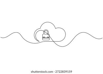 Minimalistische Darstellung von Cloud und Vorhängeschloss, die Cloud-Sicherheit und Datenschutz repräsentiert