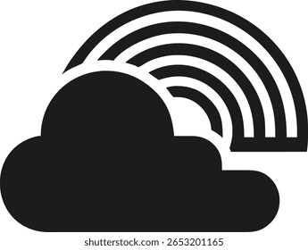 Diseño minimalista del logotipo de la nube y del arco iris para los negocios relacionados con el Clima