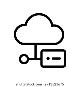 Minimalist cloud storage icon with a connected device, representing cloud computing, online data storage, synchronization, and digital services