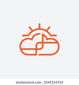 Minimalist Cloud Sun Logo Vector Illustration