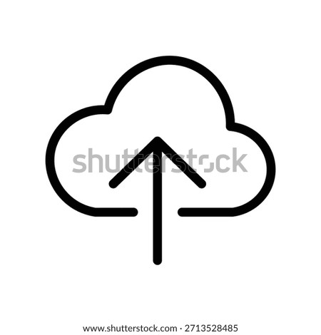 Minimalist cloud upload icon with an upward arrow, representing file upload, cloud storage, data transfer, and online backup