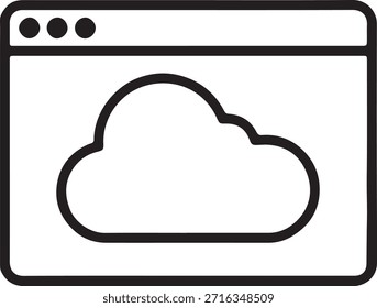 Icono minimalista de Sitio web en la nube: ventana moderna del navegador con el símbolo de la nube para servicios de alojamiento y Web en línea