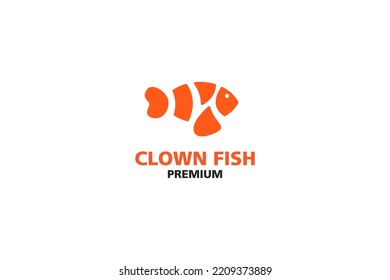 Minimalist clown fish logo design vector illustration