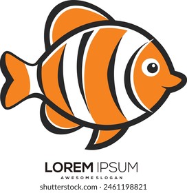 a minimalist Clownfish logo vector art illustration with a Clownfish icon logo