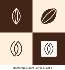 Minimalist Cocoa Bean Logo Bundle Modern Chocolate Brand Organic Food Emblem Corporate Identity Vector Set