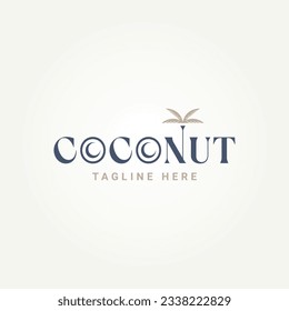 diseño minimalista de la tipografía de árbol de palma de coco modelo de ilustración vectorial. viajeros sencillos y modernos, amantes de la playa, complejos vacacionales, concepto de logotipo de hoteles