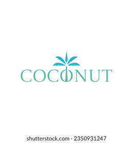 Minimalist coconut palm tree typography logo template vector illustration design. Coconut tree logo design template premium. palm symbol