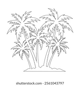 Minimalist Coconut Tree One Line Art Vector - Tropical Beach Design