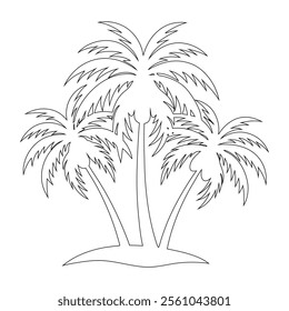 Minimalist Coconut Tree One Line Art Vector - Tropical Beach Design