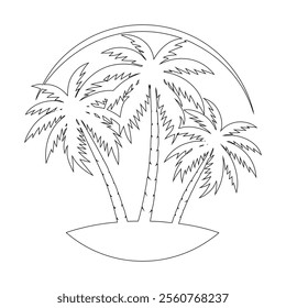 Minimalist Coconut Tree One-Line Art Vector Design