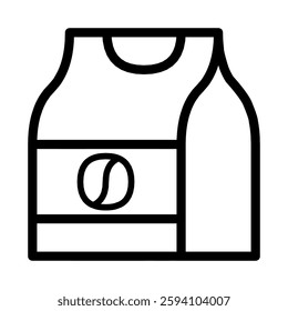 Minimalist coffee bag icon, bold and clear. Perfect for coffee shop designs, drink symbols, or beverage themes. Its clean lines ensure easy recognition and versatility.