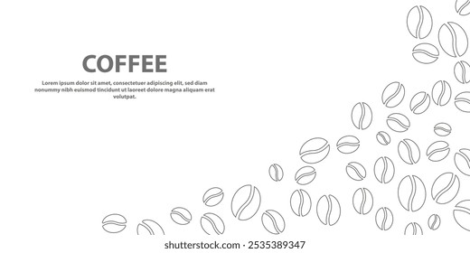 Minimalist Coffee Bean Background with Line Art – Clean Design for Cafe Branding