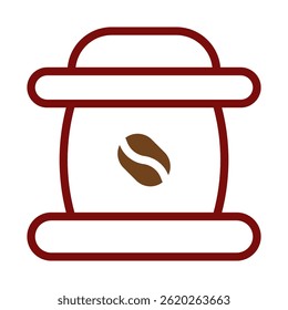 Minimalist coffee bean bag illustration with simplified brown design elements