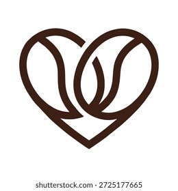 Vector minimalista de diseño de arte de línea de símbolo de logotipo de forma de corazón de grano de café
