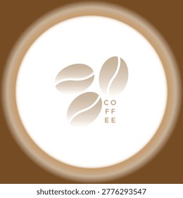 Minimalist coffee bean icon with typography on soft brown gradient background. Premium cafe identity.