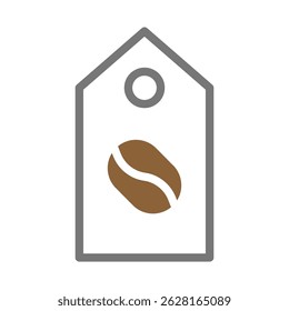 Minimalist coffee bean tag icon design for product labeling and branding