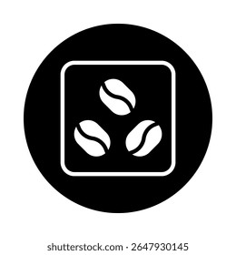 Ilustração minimalista em grãos de café dentro de formas quadradas e circulares arredondadas com uma estética de design limpo e simples