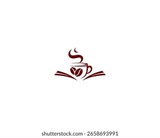 Logotipo minimalista del libro del café, formato del Vector.