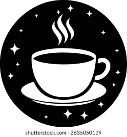 Minimalist coffee cup, Black and white silhouette