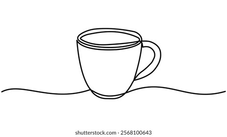 Minimalist coffee cup continuous one-line drawing vector illustration