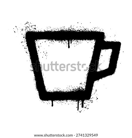 Minimalist Coffee Cup Icon Created With Black Spray Paint Graffiti Style Vector