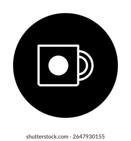 Minimalist coffee cup icon design showcasing simplicity in a black circle, a visually appealing image