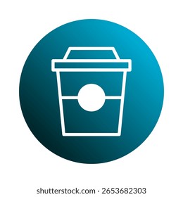 Minimalist coffee cup icon design on blue gradient circle offering a modern and fresh look