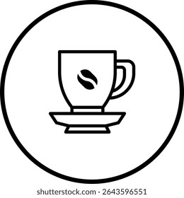 Minimalist coffee cup icon featuring a coffee bean design with circular frame