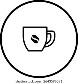 Minimalist Coffee Cup Icon Illustration on White Background with Black Outline