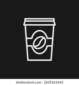 Minimalist Coffee Cup Icon Vector Simple Outline Graphic of Takeaway Beverage Container with Coffee Bean
