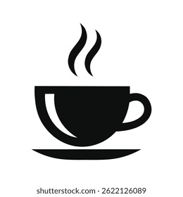 Minimalist Coffee Cup Icon Vector—Black and White Hot Beverage Symbol