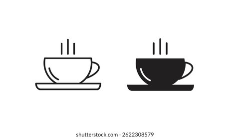 Minimalist Coffee Cup Icons Set - Vector Illustration