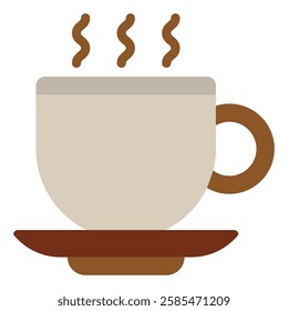 A minimalist coffee cup illustration featuring steam, perfect for café branding and beverage-related content.