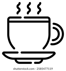 A minimalist coffee cup illustration featuring steam, perfect for café branding and beverage-related content.